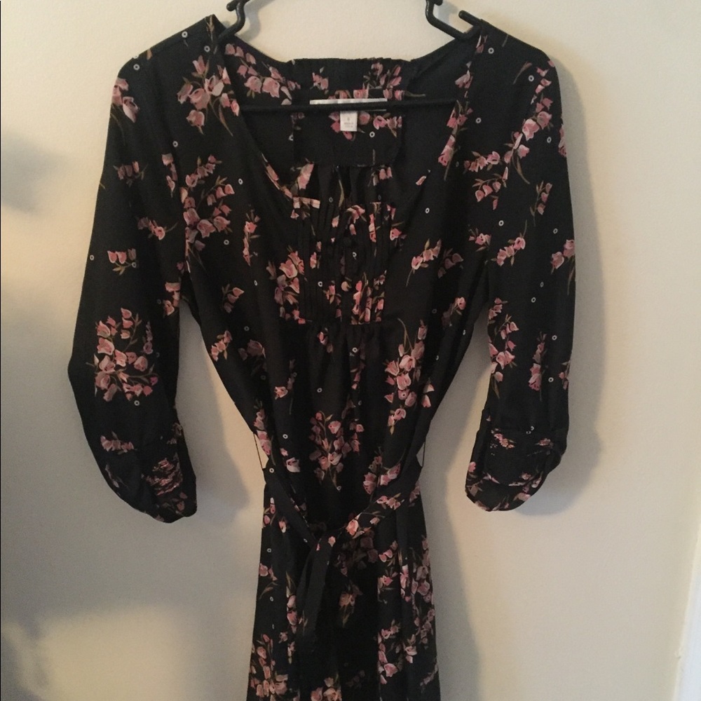 Black floral print dress